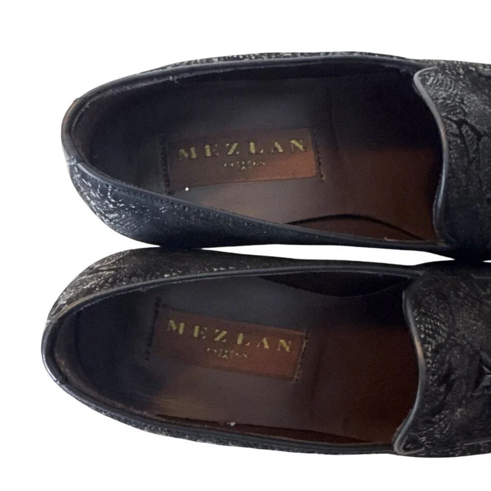 Mens Mezlan Black Embossed Leather Tassel Loafers Slip-On Dress Shoes Size 7M El